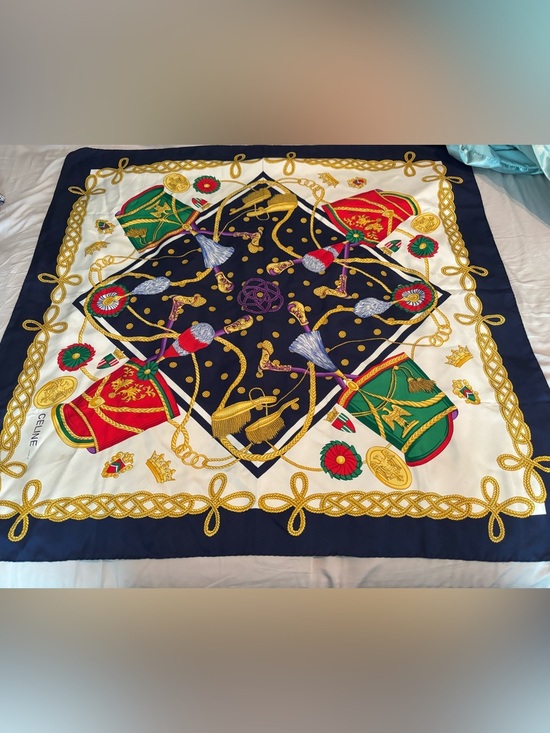 Celine Accessories - Authentic Vintage CELINE Paris 100% Silk Scarf – Military Ceremonial Print
